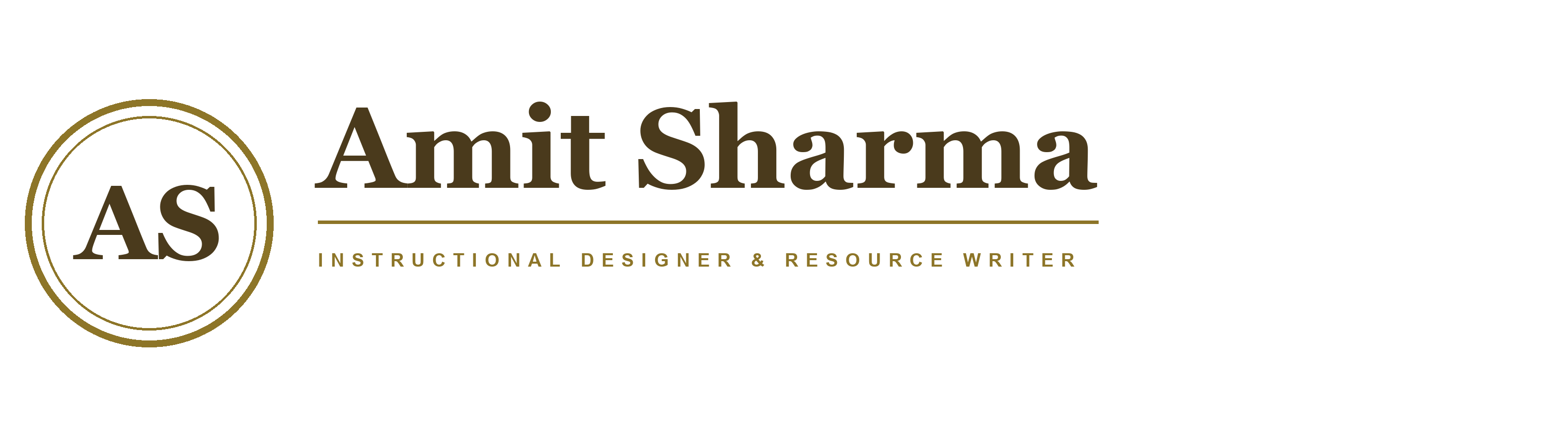 Amit Sharma logo, representing instructional design and resource writing services.